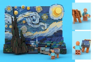 La Notte Stellata di Van Gogh in mattoncini Lego 3D